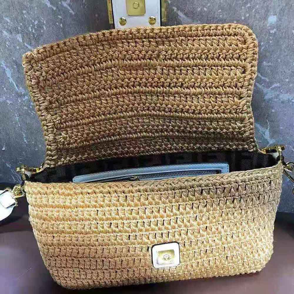Fendi Women Baguette Bag in Traditional Cotton Crochet Bag-Orange - image 5