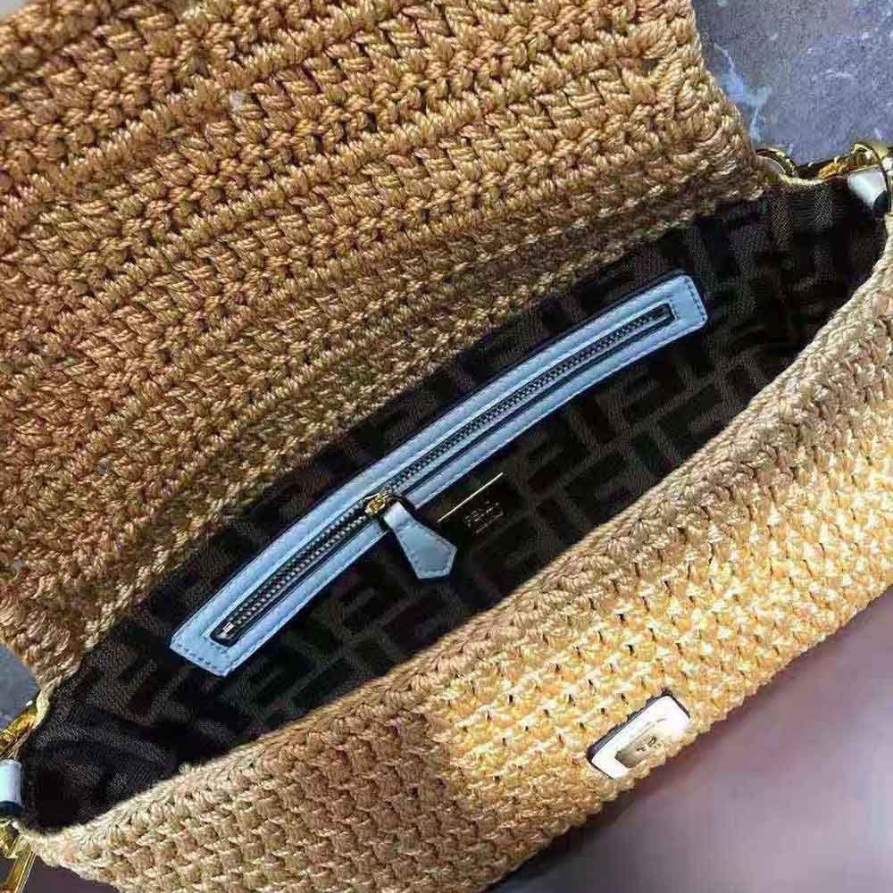 Fendi Women Baguette Bag in Traditional Cotton Crochet Bag-Orange - image 6