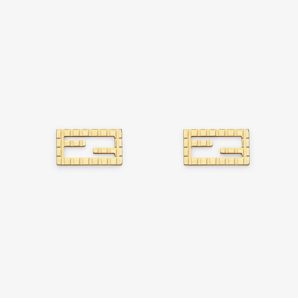 Close-up of Fendi Women Baguette Gold-color Earrings showing front detail