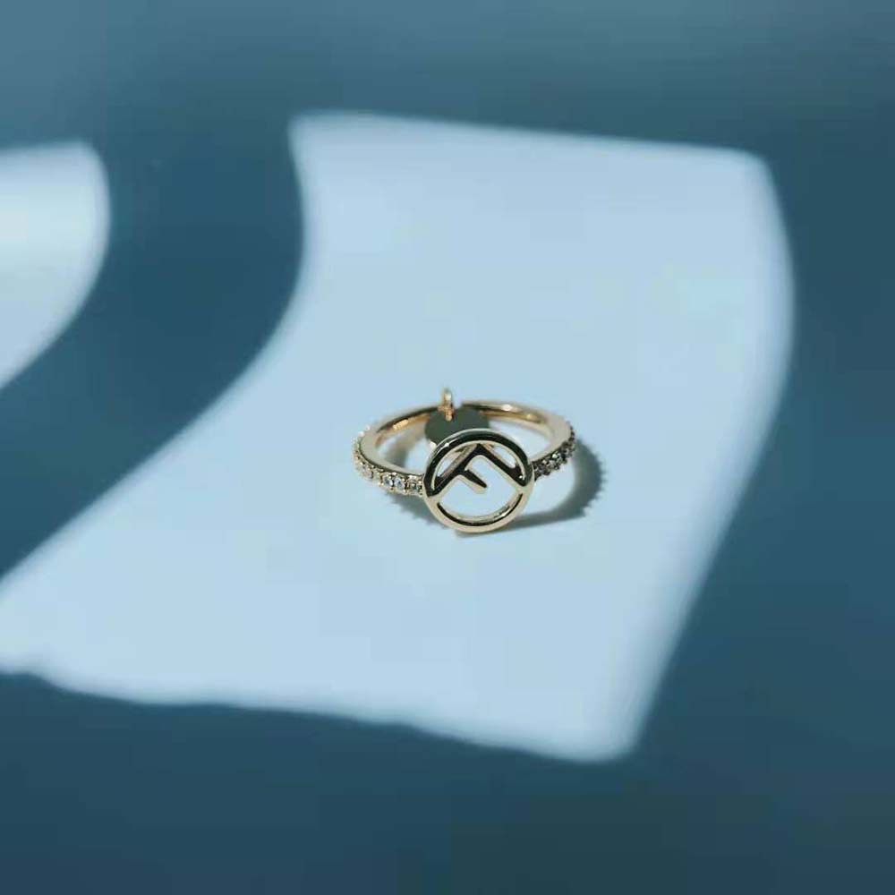 Side angle of Fendi Women F is Fendi Gold-color Ring with polished finish