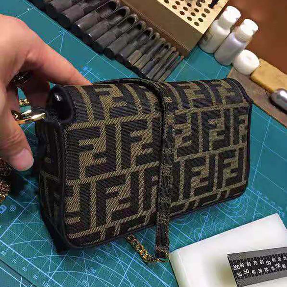 Fendi Women Mini Baguette Brown Fabric Bag - image 6