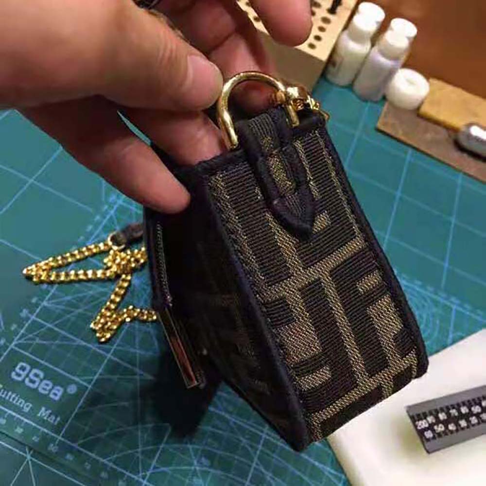 Fendi Women Mini Baguette Brown Fabric Bag - image 7