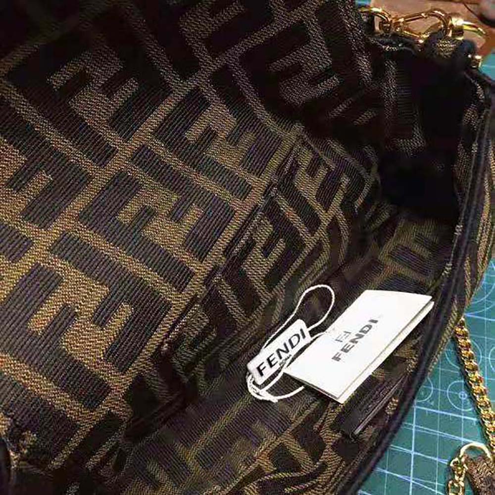 Fendi Women Mini Baguette Brown Fabric Bag - image 9