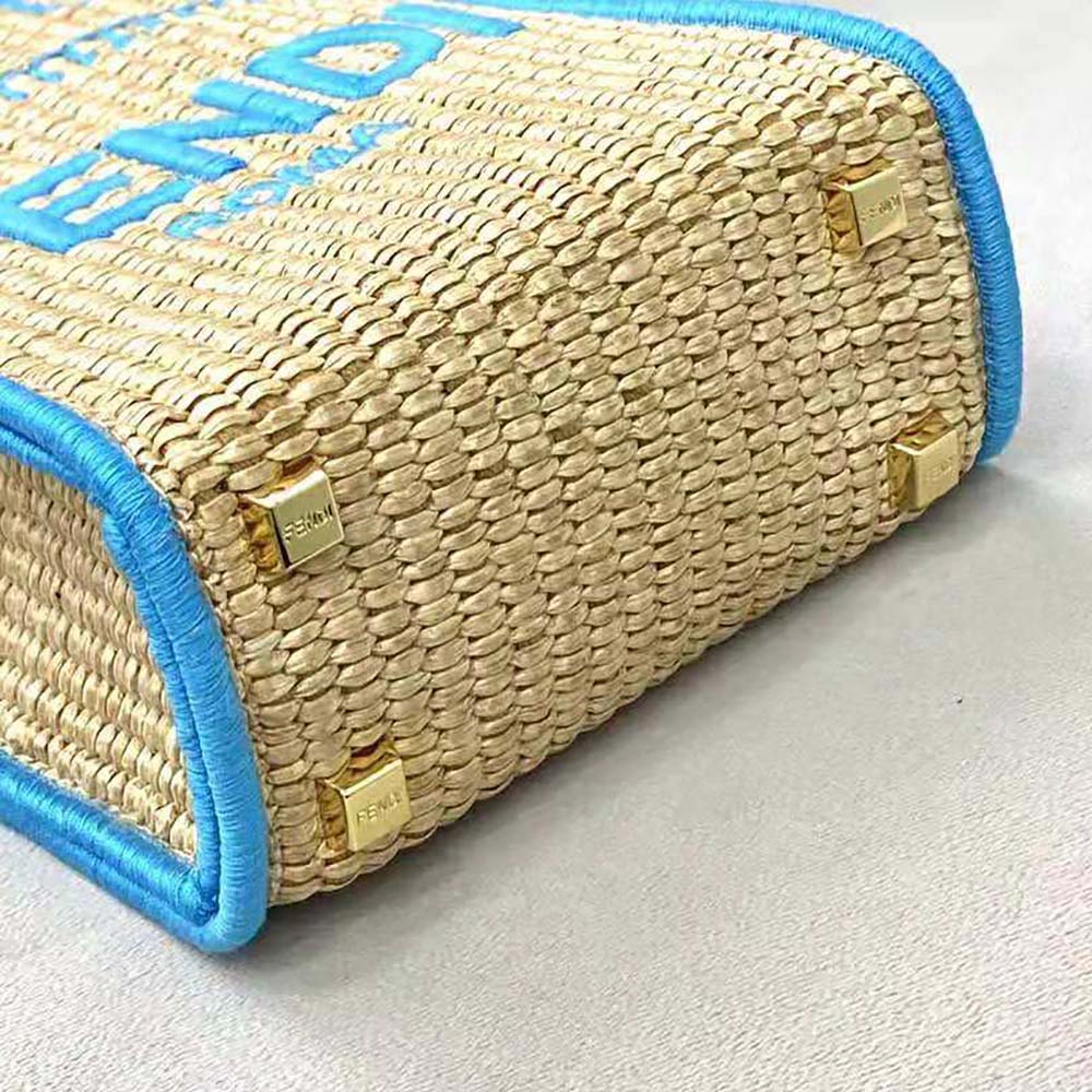 Fendi Women Mini Sunshine Shopper Braided Straw Mini-Bag - image 5
