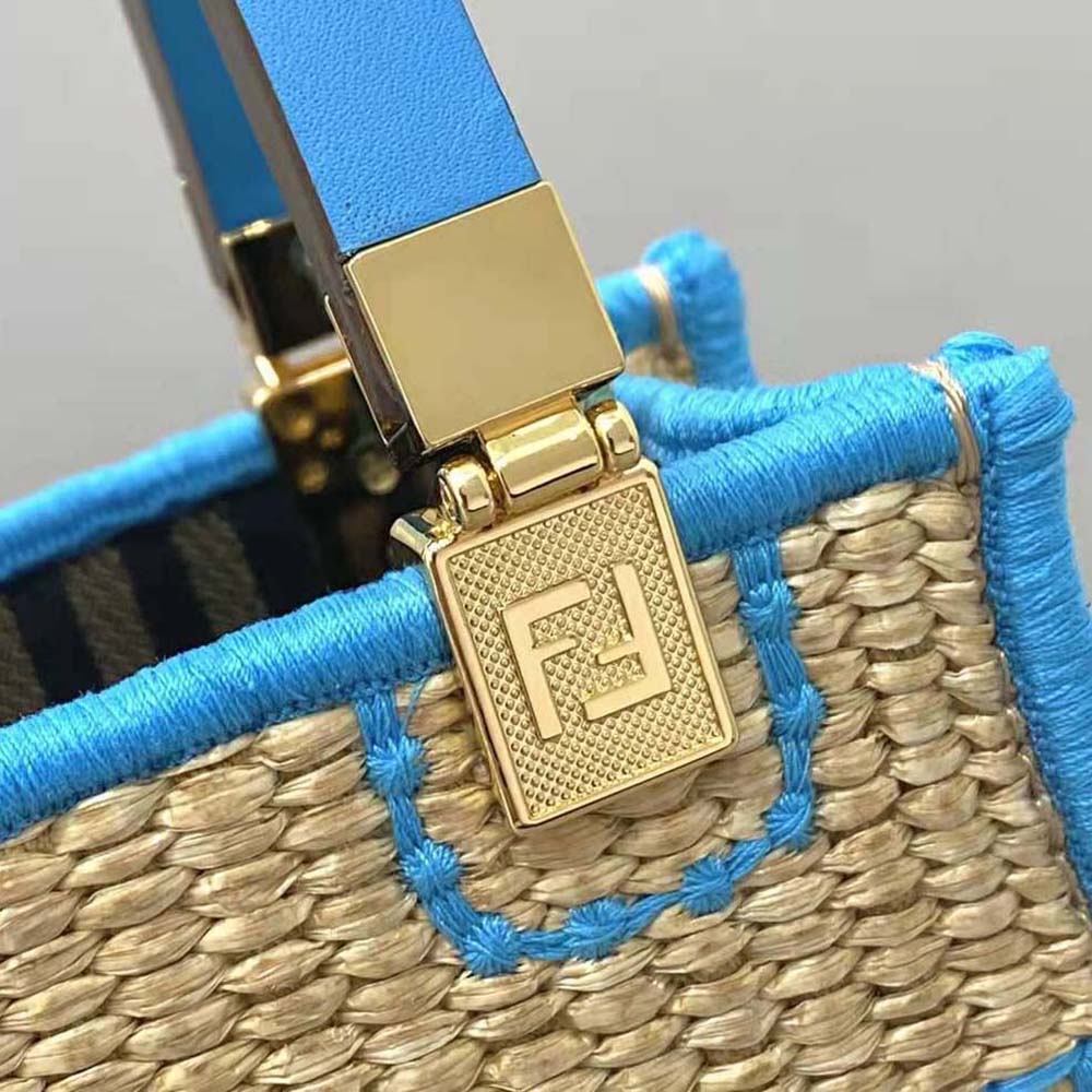 Fendi Women Mini Sunshine Shopper Braided Straw Mini-Bag - image 8