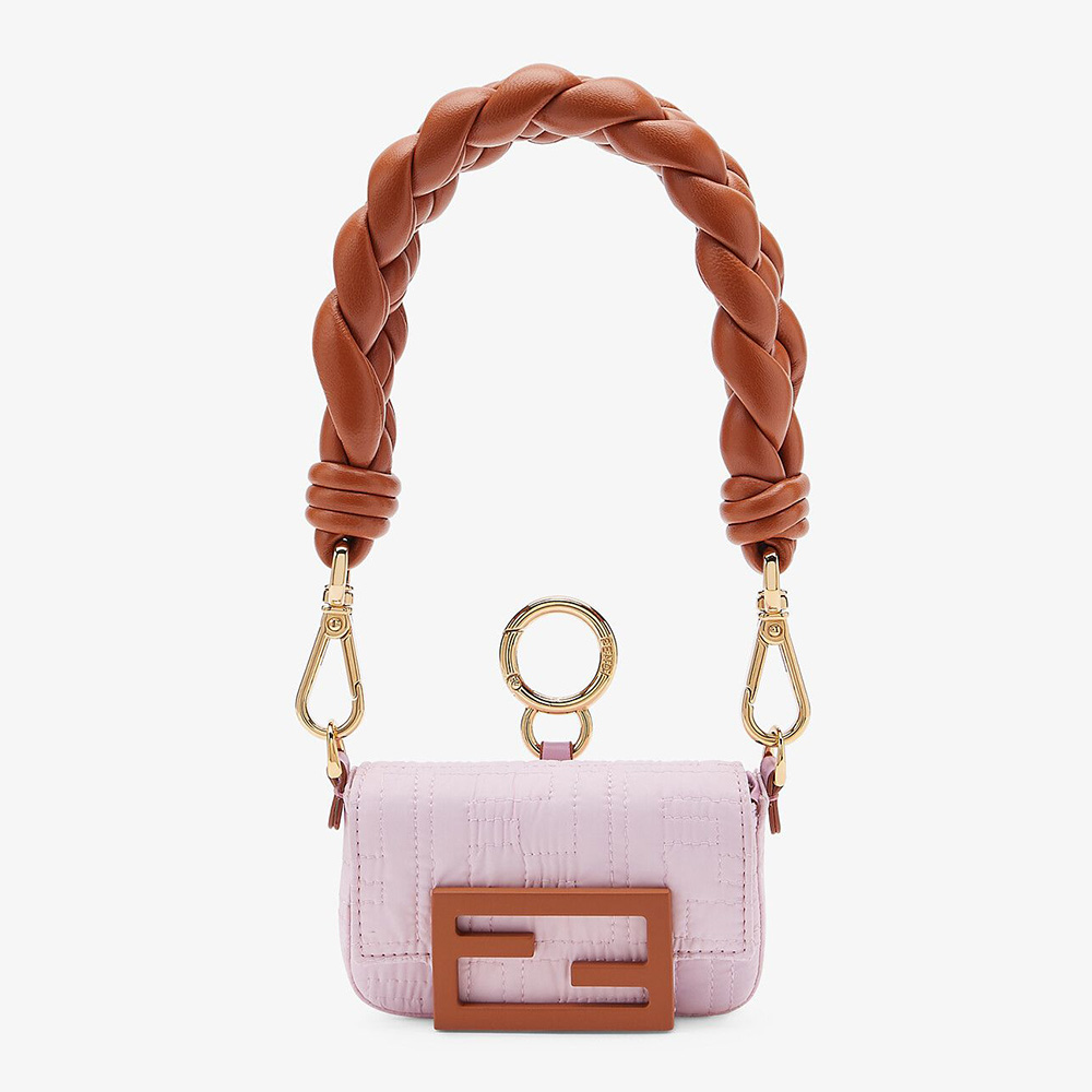 Front view of Fendi Women Nano Baguette Charm Lilac Nylon bag