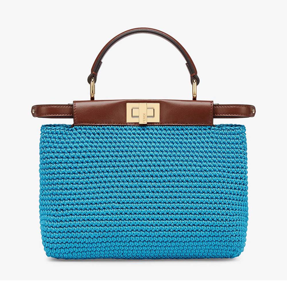 Fendi Women Peekaboo Mini Cotton Crochet Bag-Blue - image 1