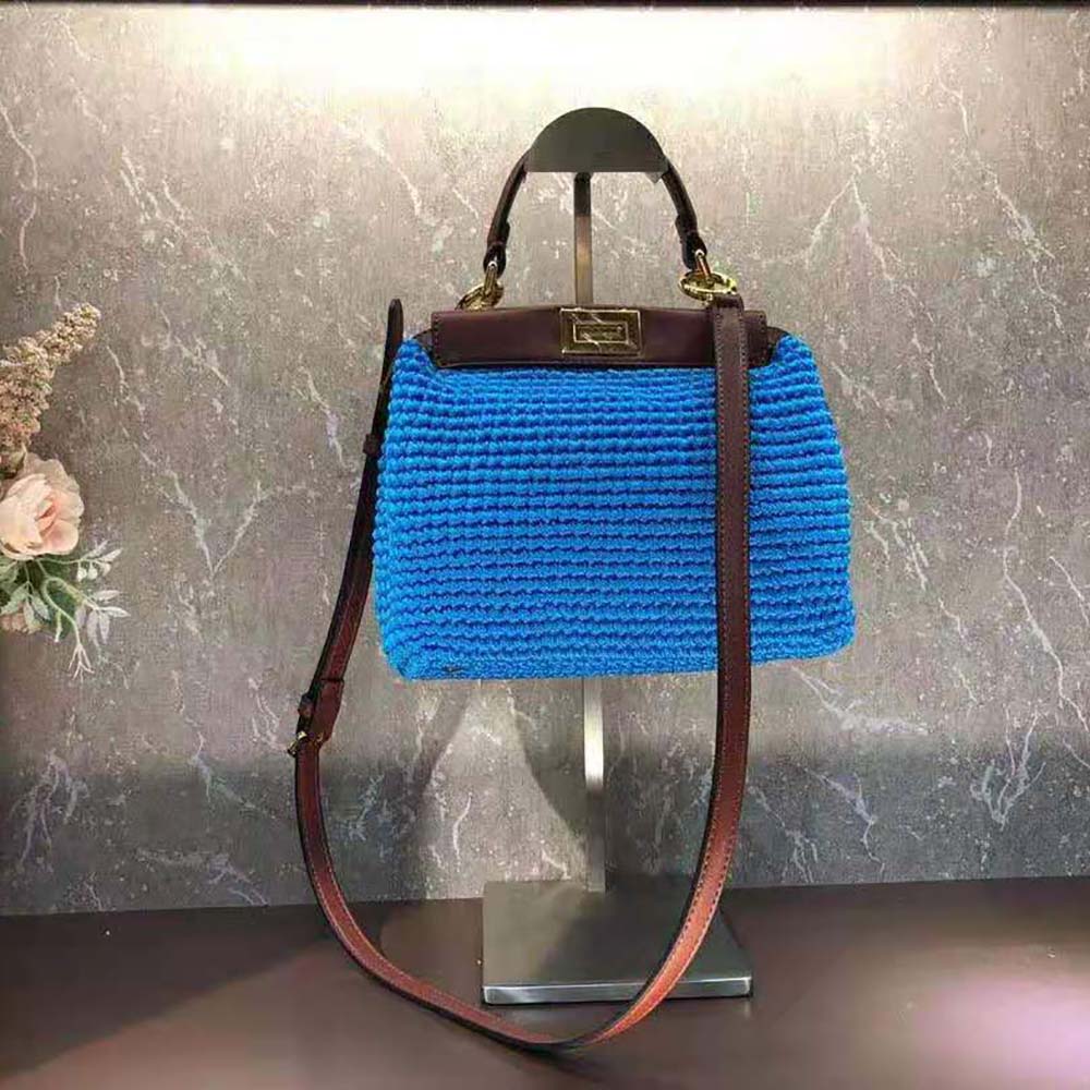 Fendi Women Peekaboo Mini Cotton Crochet Bag-Blue - image 2