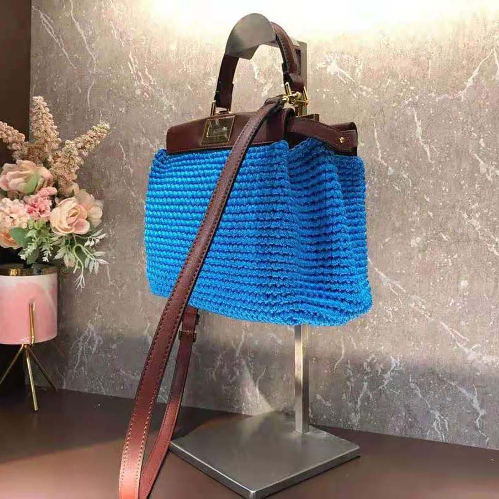 Fendi Women Peekaboo Mini Cotton Crochet Bag-Blue - image 3