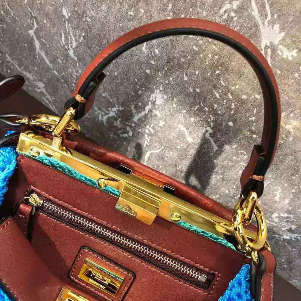 Fendi Women Peekaboo Mini Cotton Crochet Bag-Blue - image 4