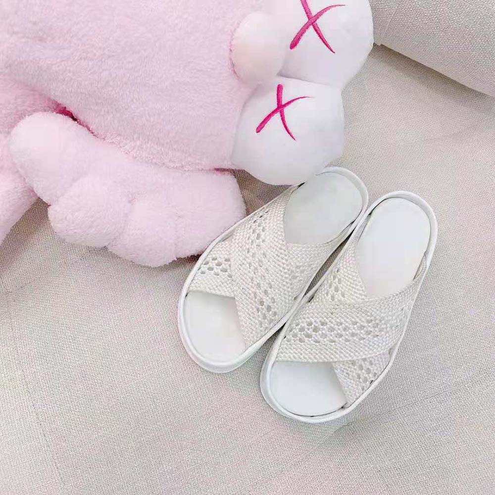 Fendi Women Reflections White Stretch Lace Slides - image 5