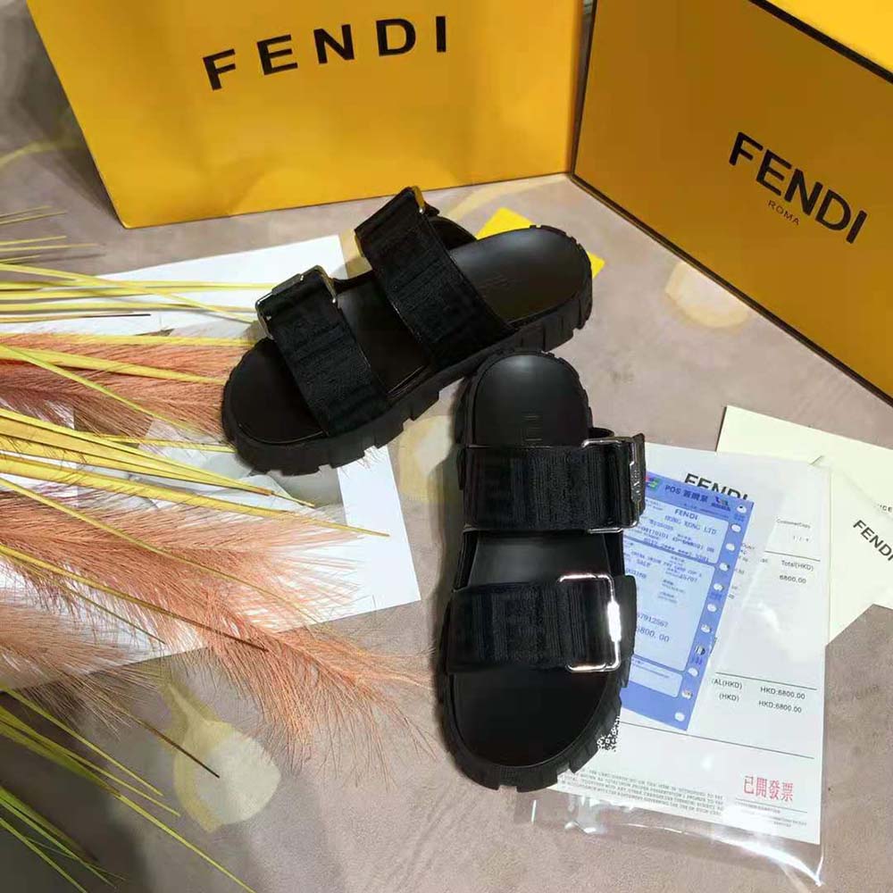 Fendi Women Sandals Black Fabric Sandals - image 4