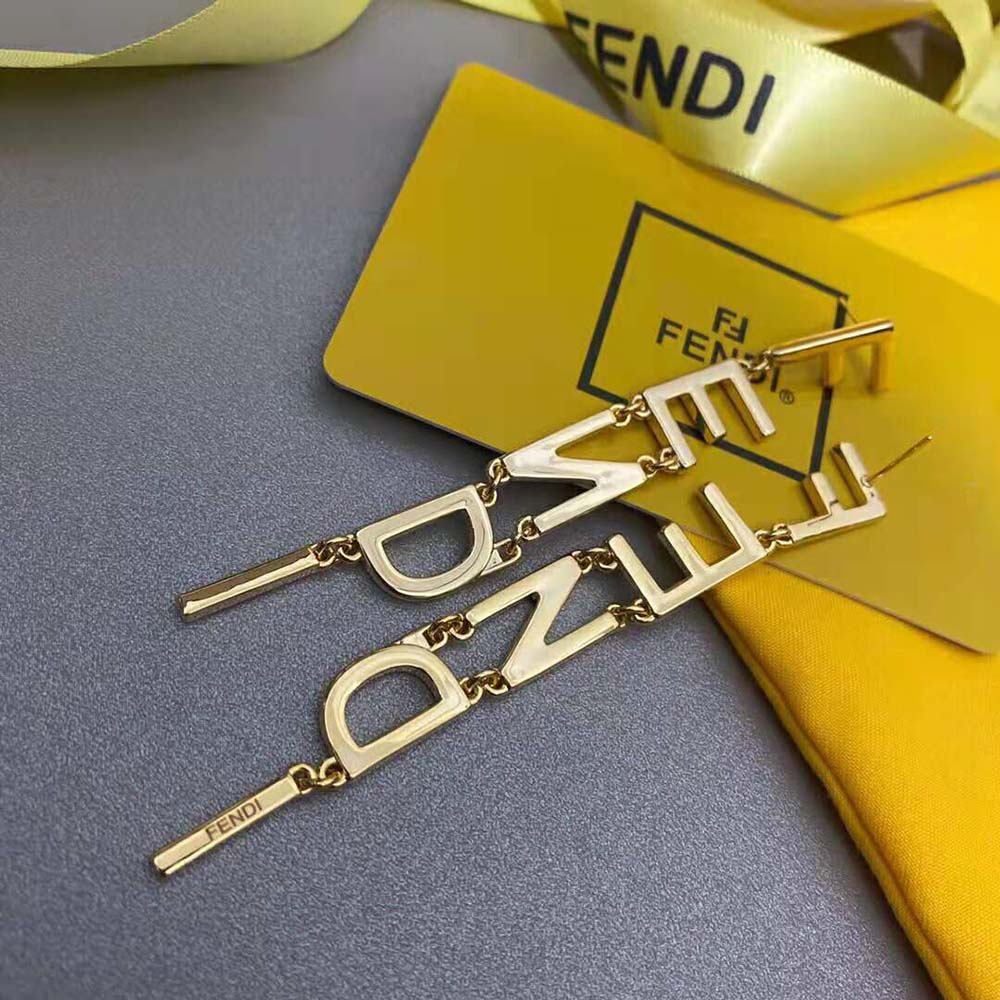 Fendi Women Signature Gold-color Earrings - image 4