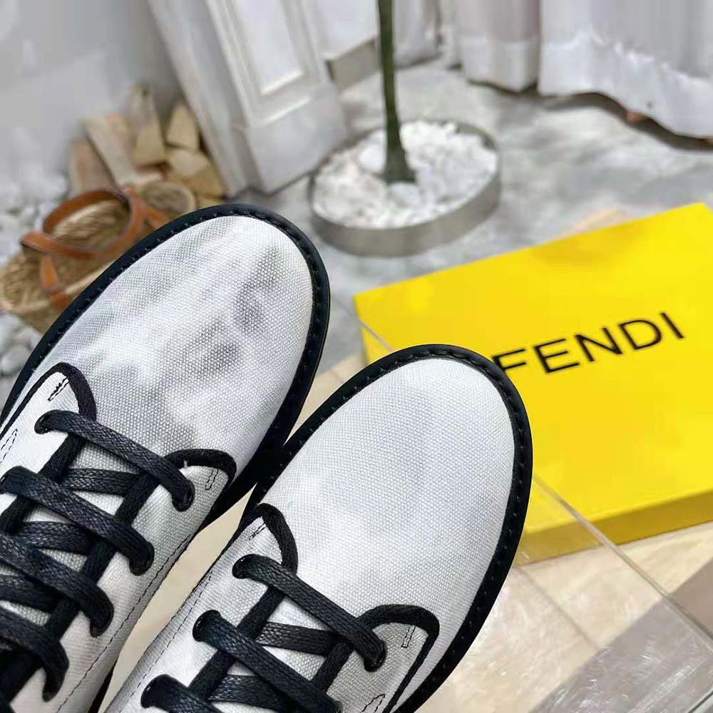 Fendi Women Signature Gray Canvas Biker Boots - image 9