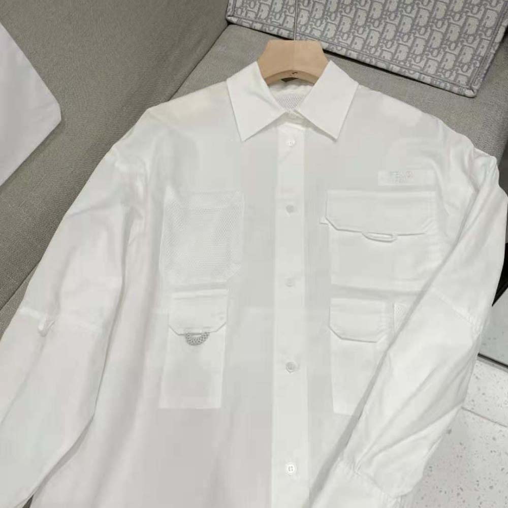 Fendi Women Slightly Oversized Shirt Dress White Poplin - image 4