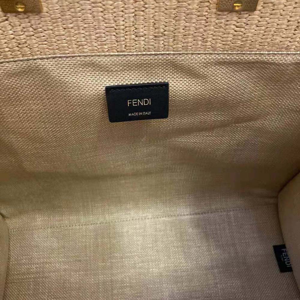 Fendi Women Sunshine Medium Embroidered Straw Shopper - image 8
