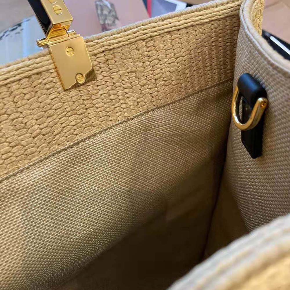 Fendi Women Sunshine Medium Embroidered Straw Shopper - image 6