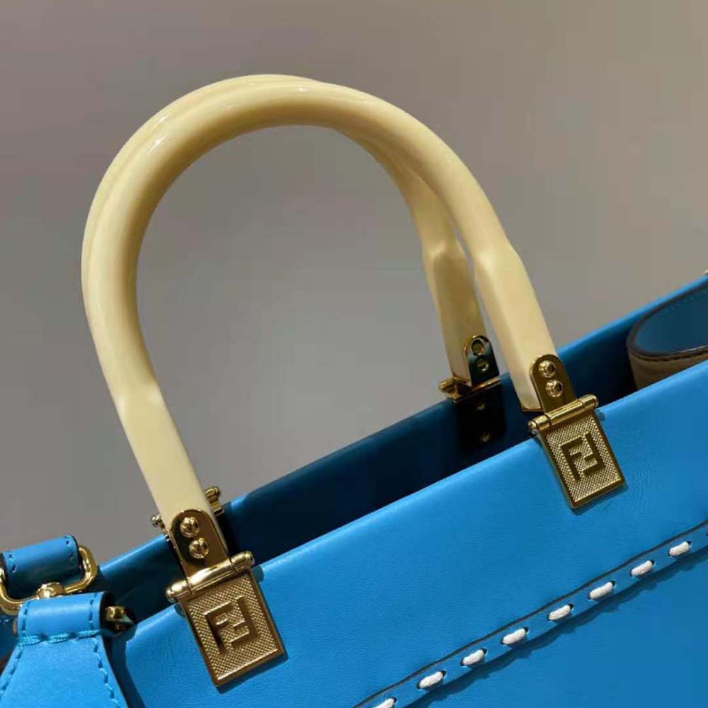 Fendi Women Sunshine Medium Leather Shopper-Blue - image 10