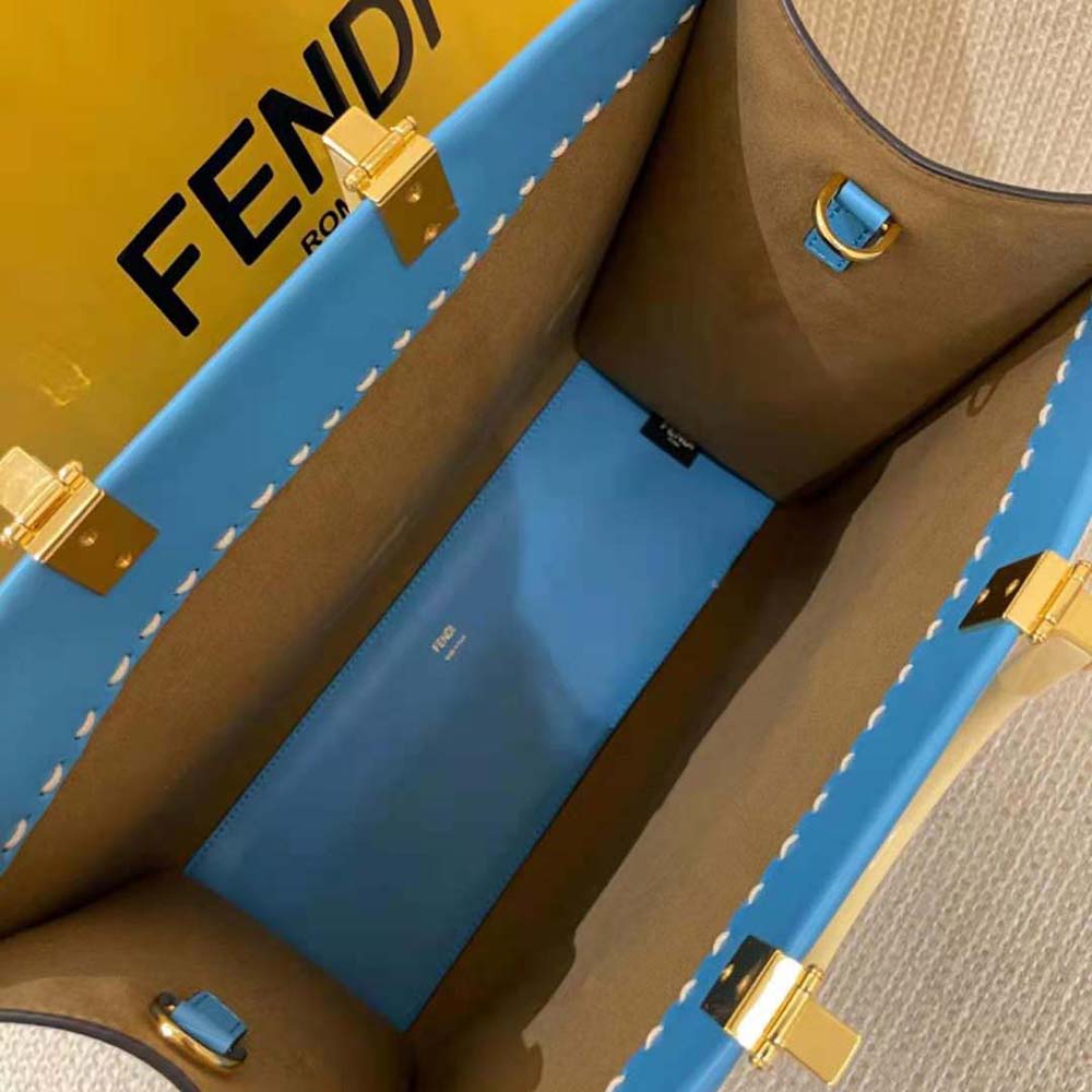 Fendi Women Sunshine Medium Leather Shopper-Blue - image 9