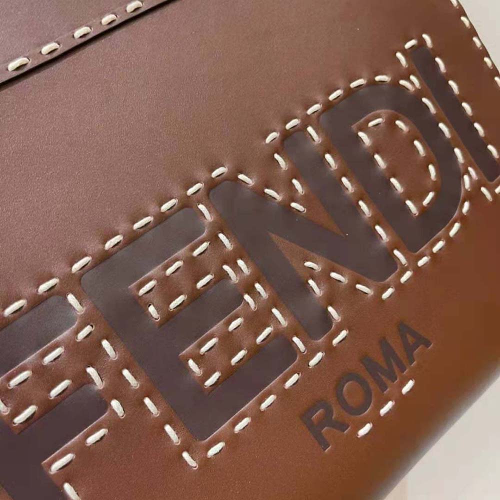 Fendi Women Sunshine Medium Leather Shopper-Maroon - image 7