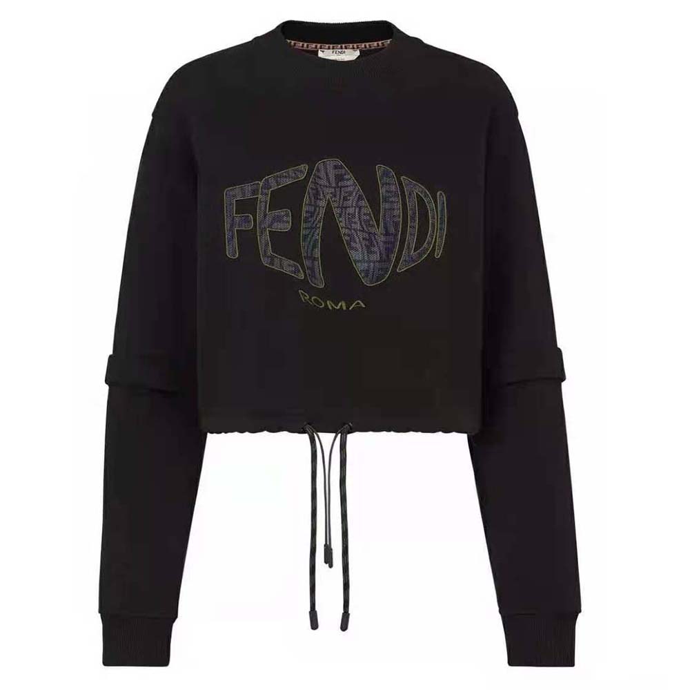 Front view of Fendi Women Sweatshirt Black Jersey Sweatshirt in black