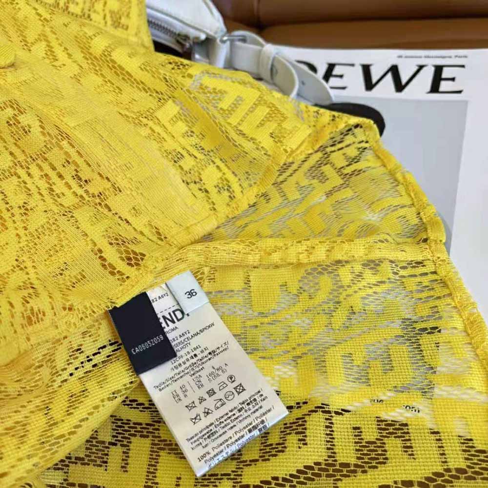 Fendi Women Yellow Lace Oversized Shirt Dress - image 7