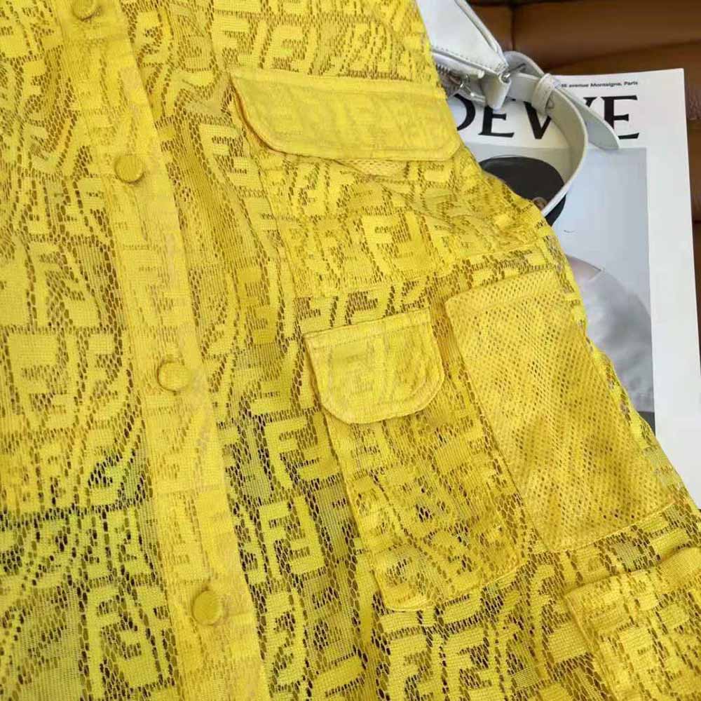 Fendi Women Yellow Lace Oversized Shirt Dress - image 10