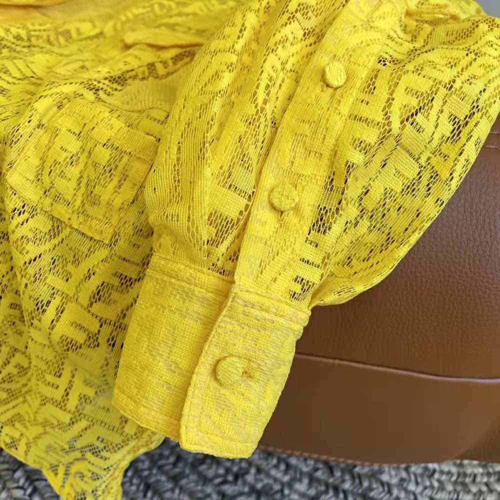 Fendi Women Yellow Lace Oversized Shirt Dress - image 8