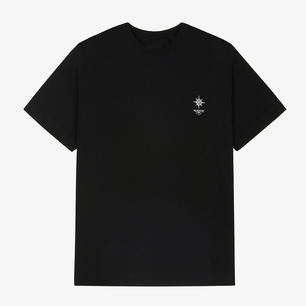 Front view of Givenchy Men Printed Oversized T-shirt-Black with logo graphic