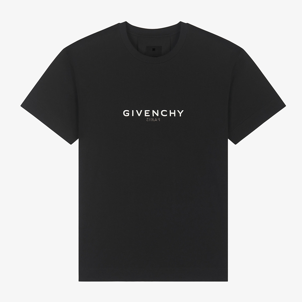Front view of Givenchy Women Reverse Oversized T-Shirt-Black showing logo