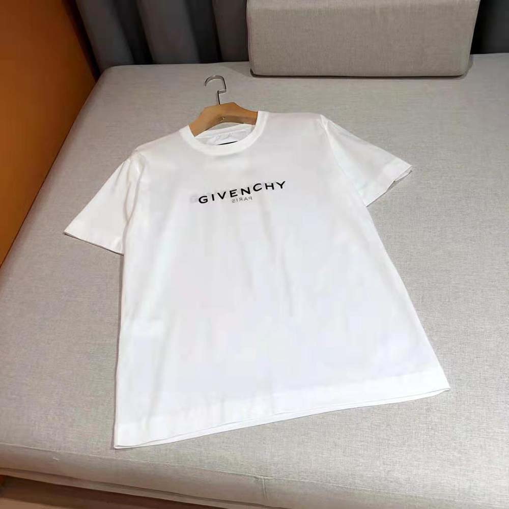Side angle showing oversized fit of Givenchy Women Reverse Oversized T-Shirt-White