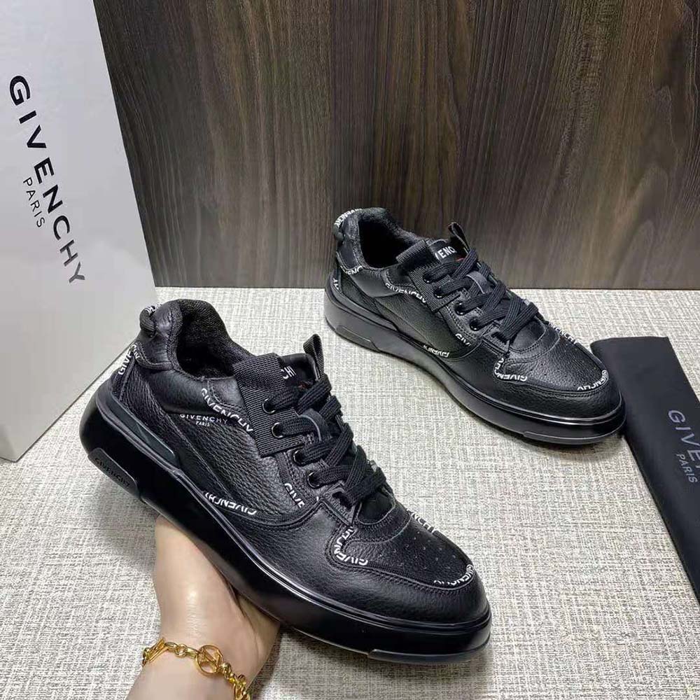 Givenchy Men Wing Low Sneakers in Leather with Pipping-Black - image 4