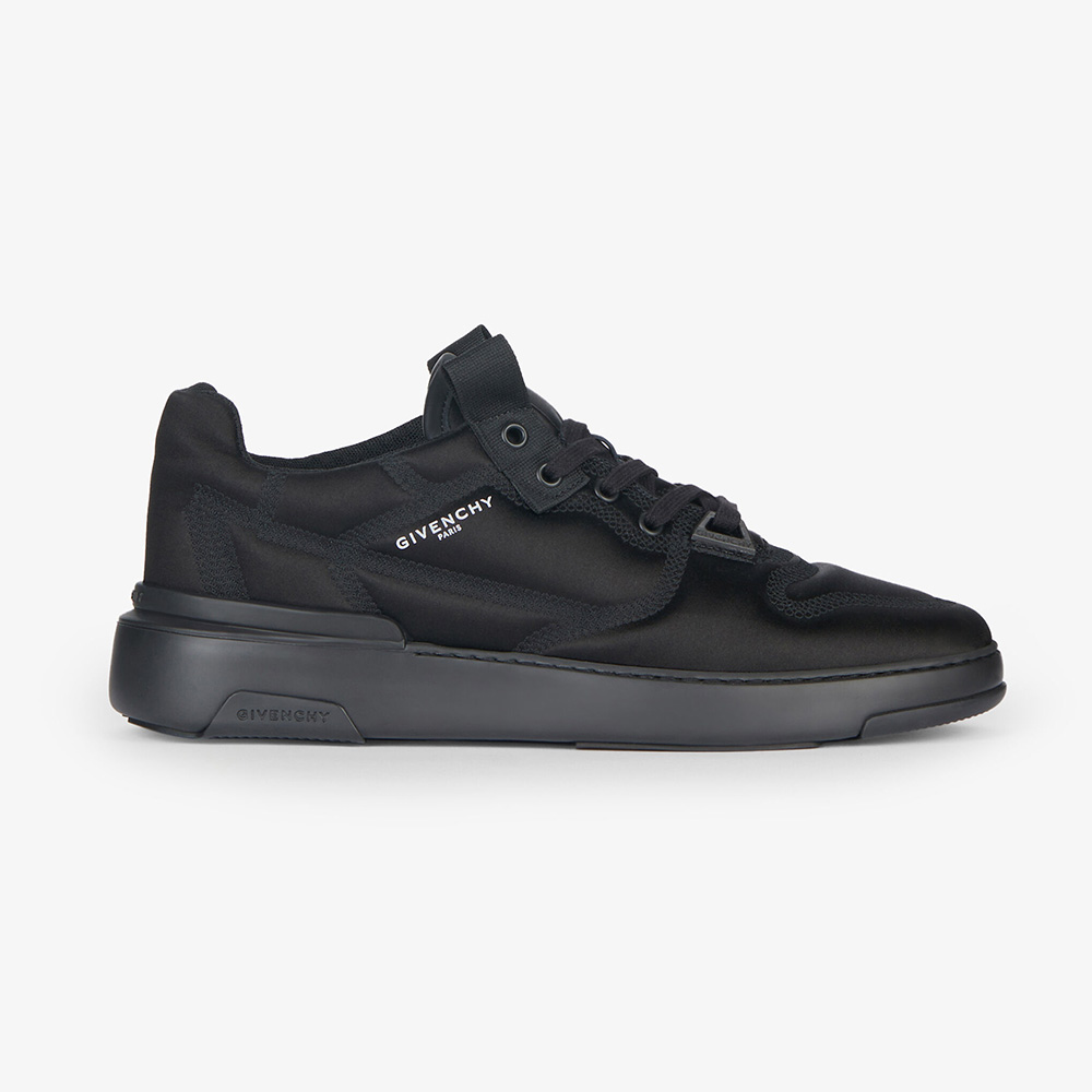 Side profile of Givenchy Men Wing Low Sneakers in Satin-Black
