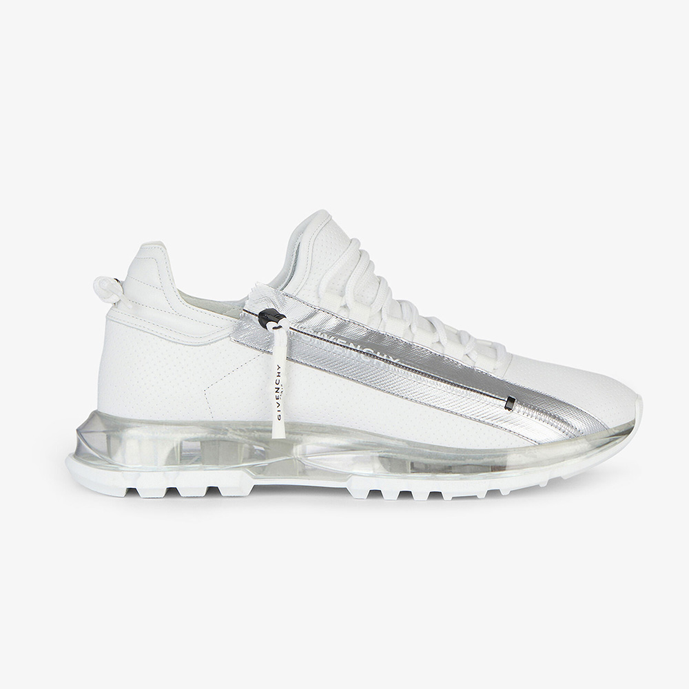 Side profile of Givenchy Unisex Spectre Low Runners Sneakers in perforated white leather