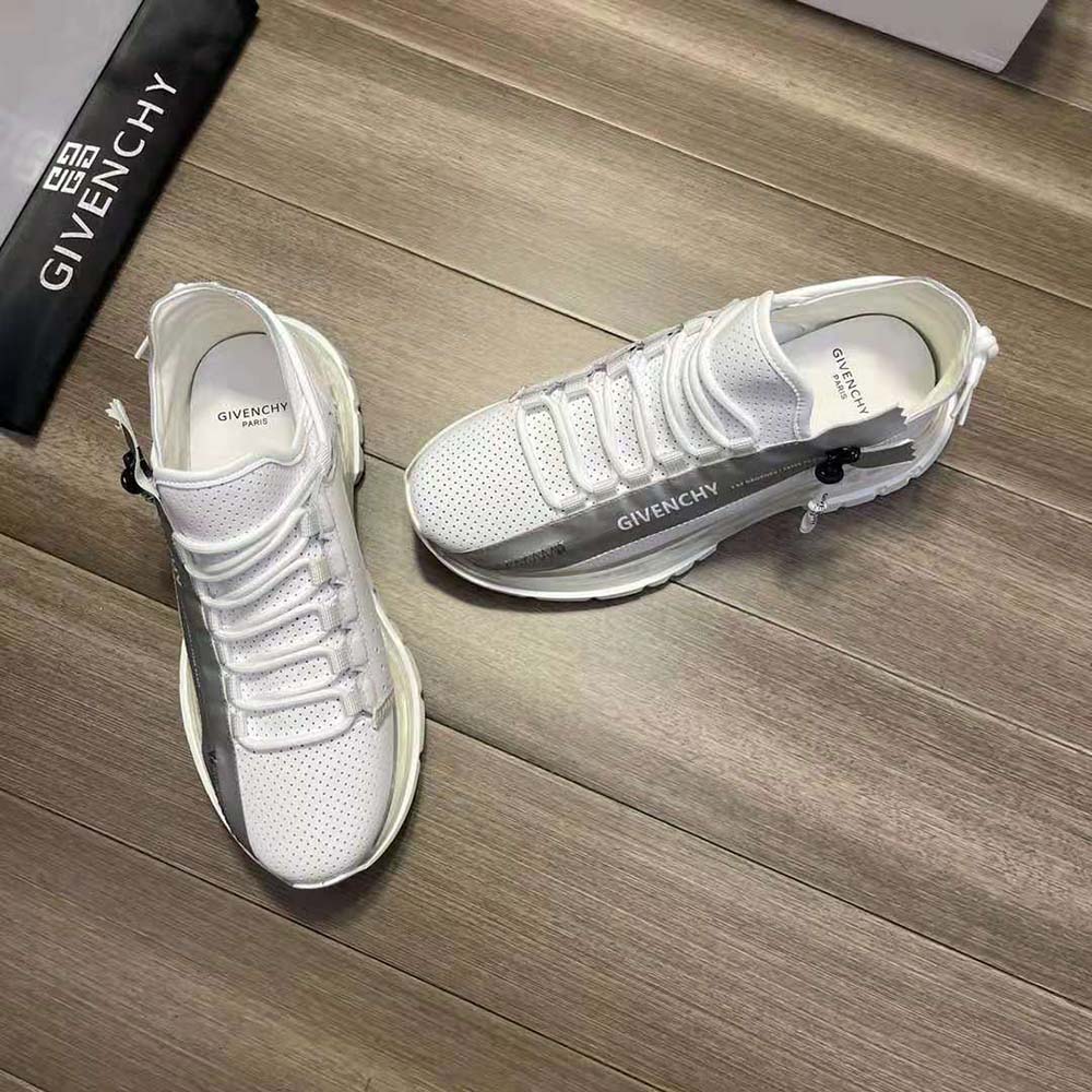Givenchy Unisex Spectre Low Runners Sneakers in Perforated Leather with Zip-White - image 6