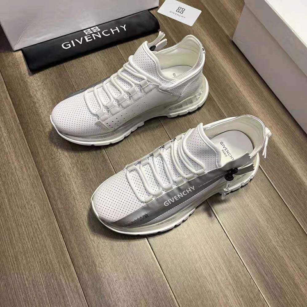 Givenchy Unisex Spectre Low Runners Sneakers in Perforated Leather with Zip-White - image 5