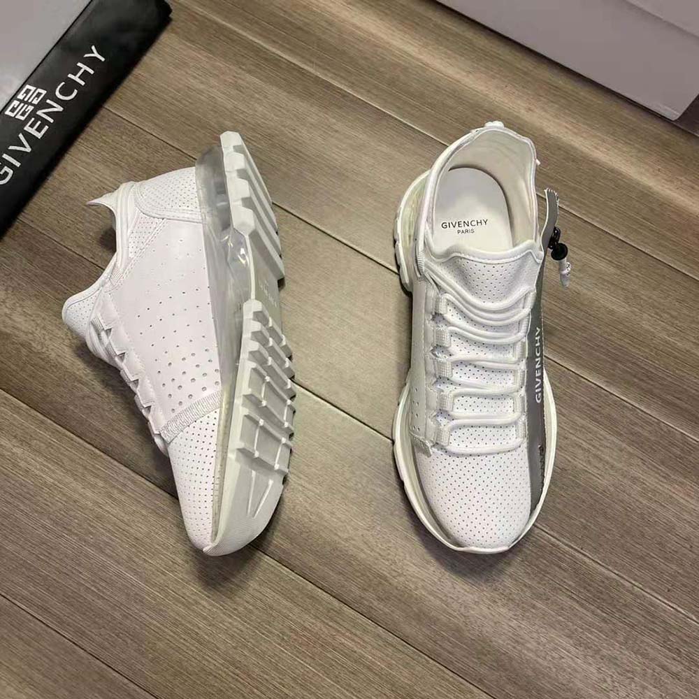 Overhead view showing perforated leather texture on Givenchy Unisex Spectre Low Runners Sneakers