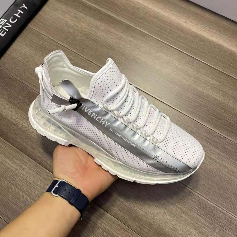 Givenchy Unisex Spectre Low Runners Sneakers in Perforated Leather with Zip-White - image 8