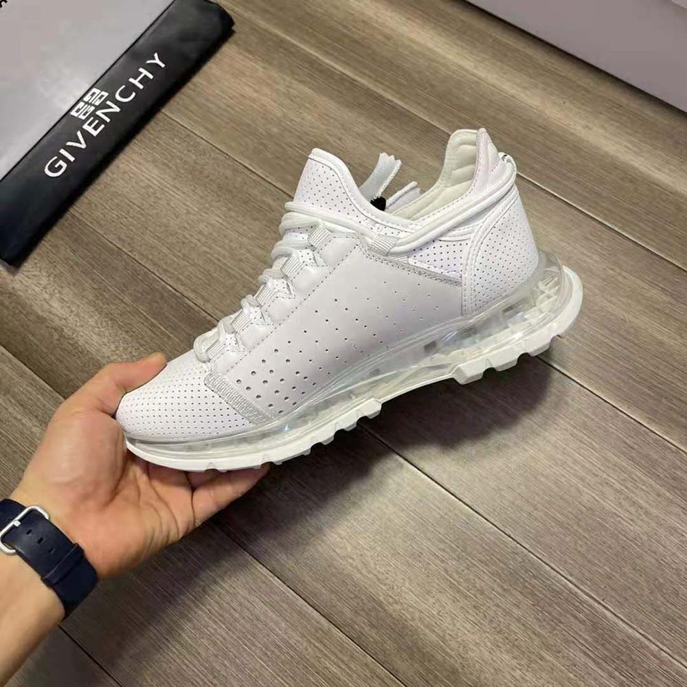 Givenchy Unisex Spectre Low Runners Sneakers in Perforated Leather with Zip-White - image 7