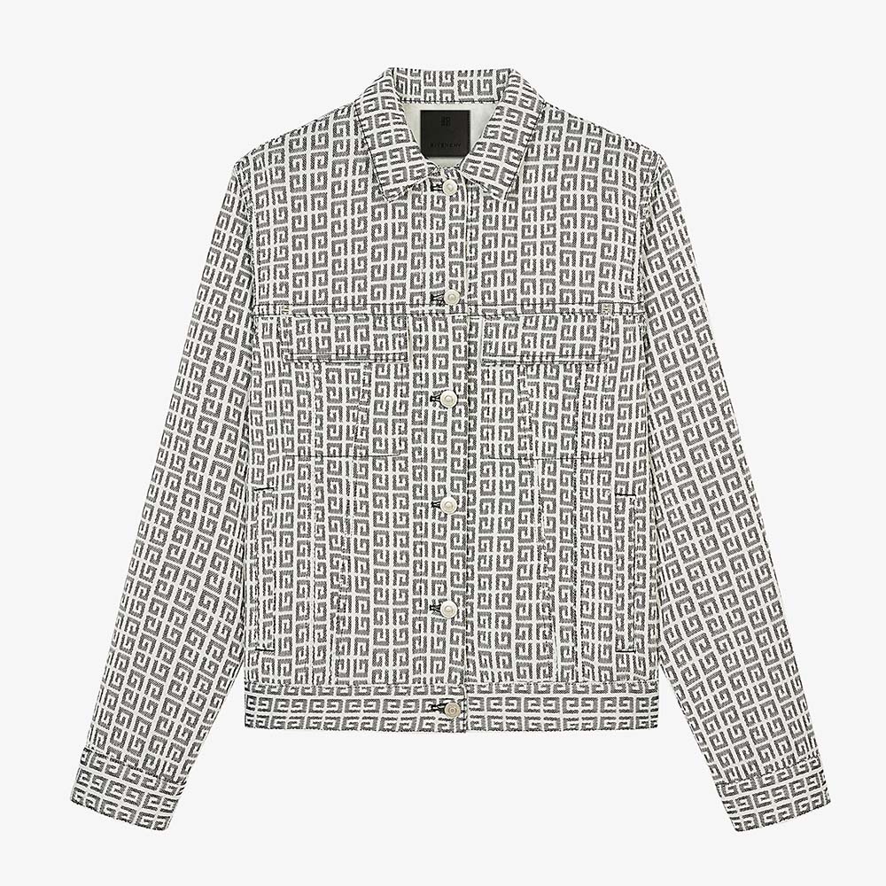Front view of Givenchy Women Jacket in 4G Denim black silhouette