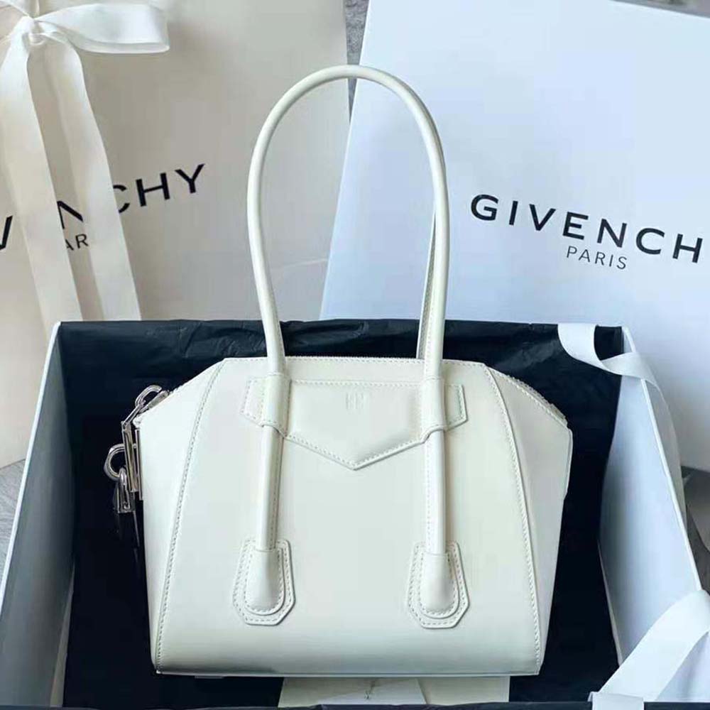 Side profile showing silhouette of Givenchy Women Mini Antigona Lock handbag