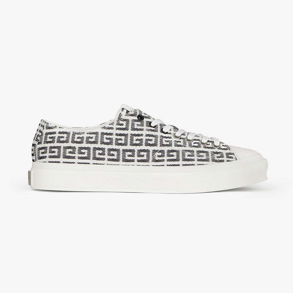 Side view of Givenchy Women Sneakers City in 4G Jacquard-Black
