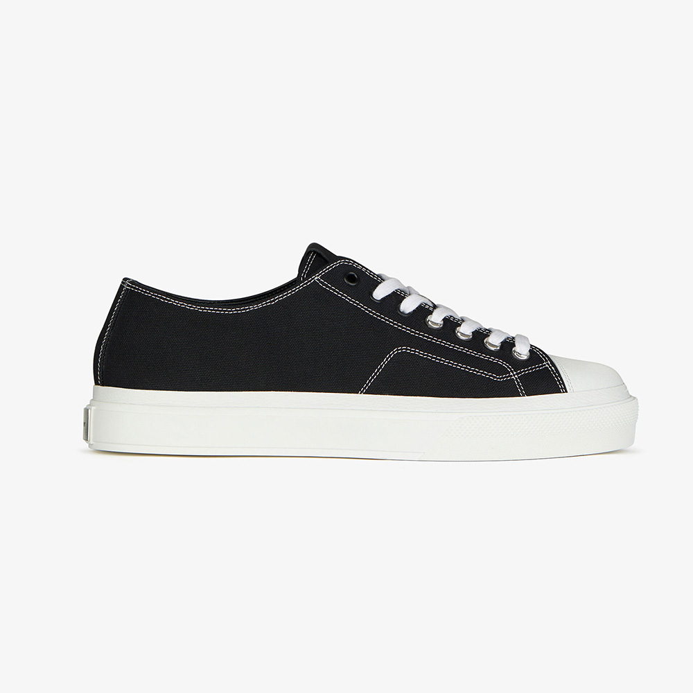 Side view of Givenchy Women Sneakers City in Canvas and Leather-Black