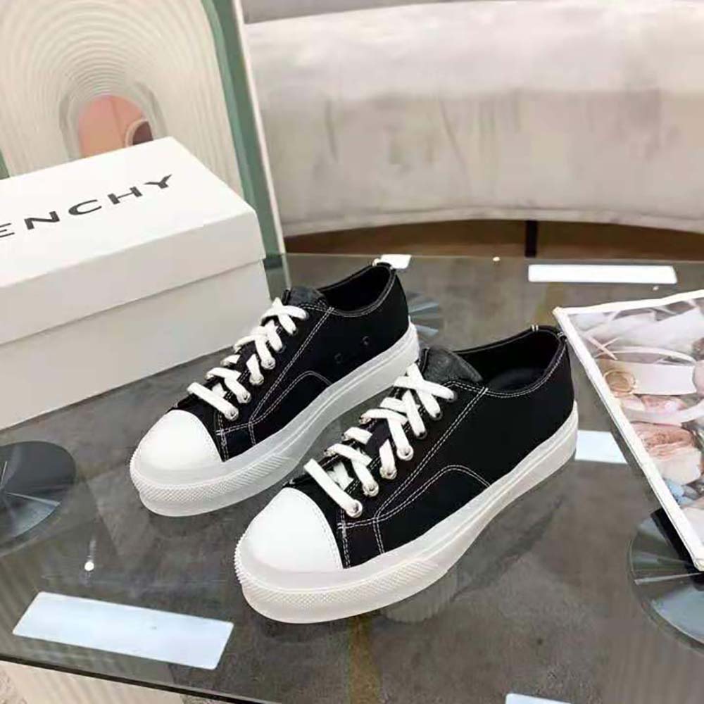Top view showing laces and canvas texture of Givenchy Women Sneakers City