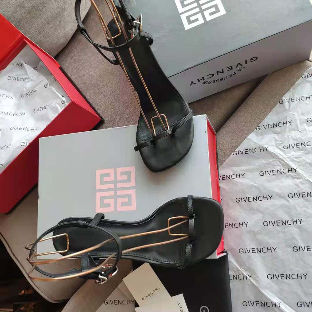Top view of Givenchy Women Triple Toes Sandals showcasing triple-toe design and ankle strap
