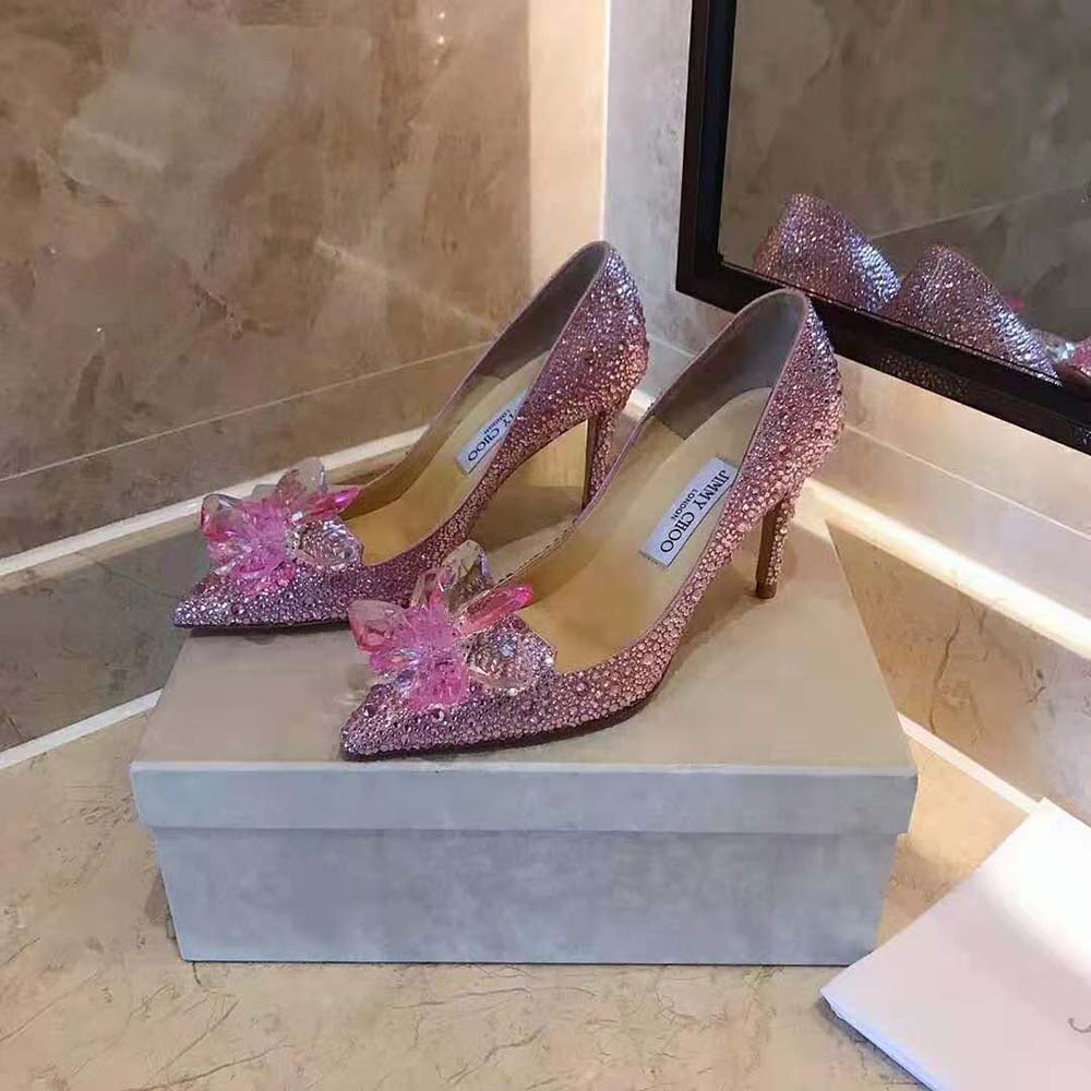 Jimmy Choo Women Alia Rose Mix Suede and Crystal Covered Pointy Toe Pumps - image 4