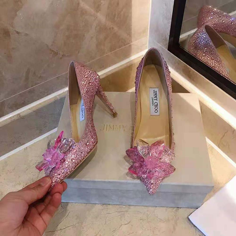 Jimmy Choo Women Alia Rose Mix Suede and Crystal Covered Pointy Toe Pumps - image 6
