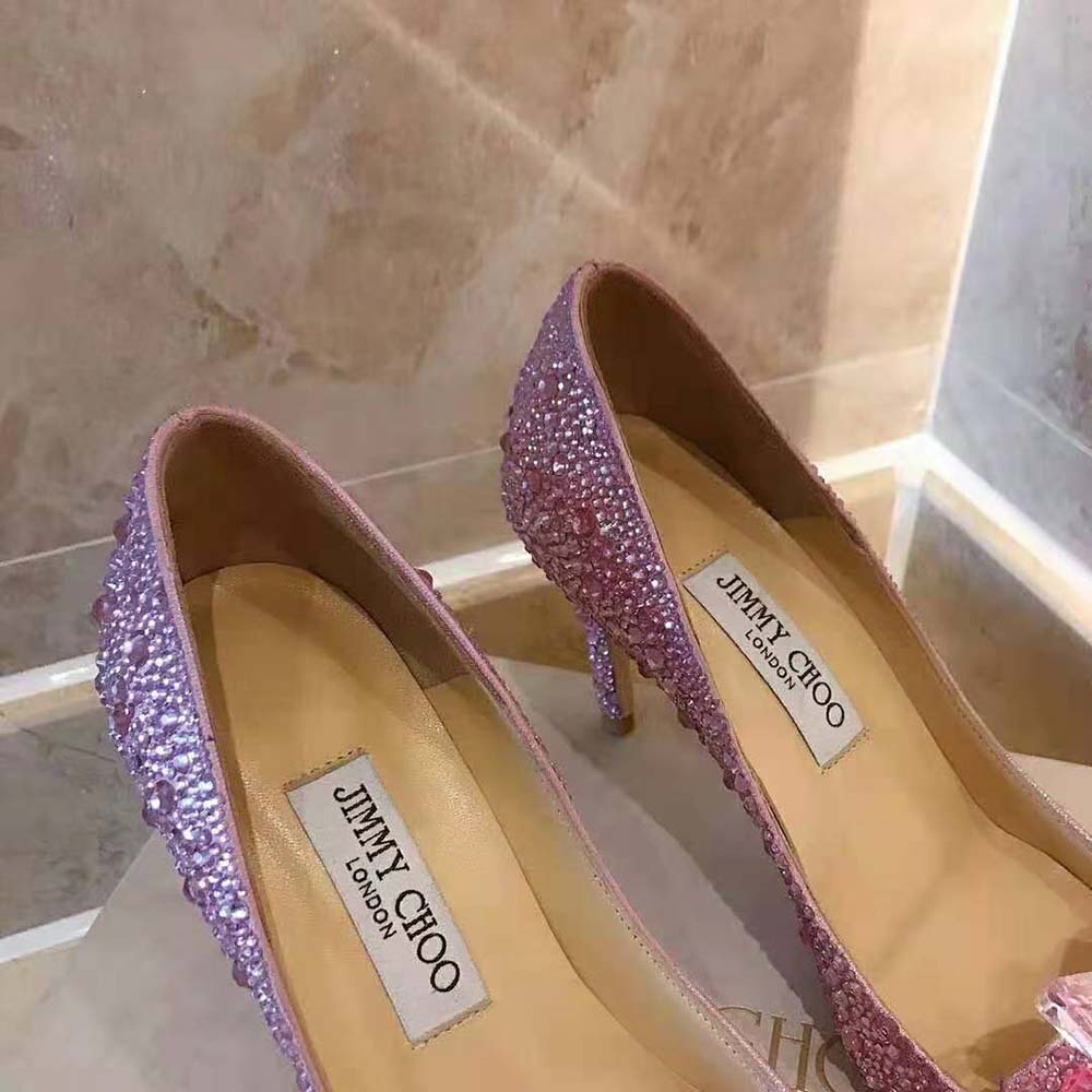 Jimmy Choo Women Alia Rose Mix Suede and Crystal Covered Pointy Toe Pumps - image 9