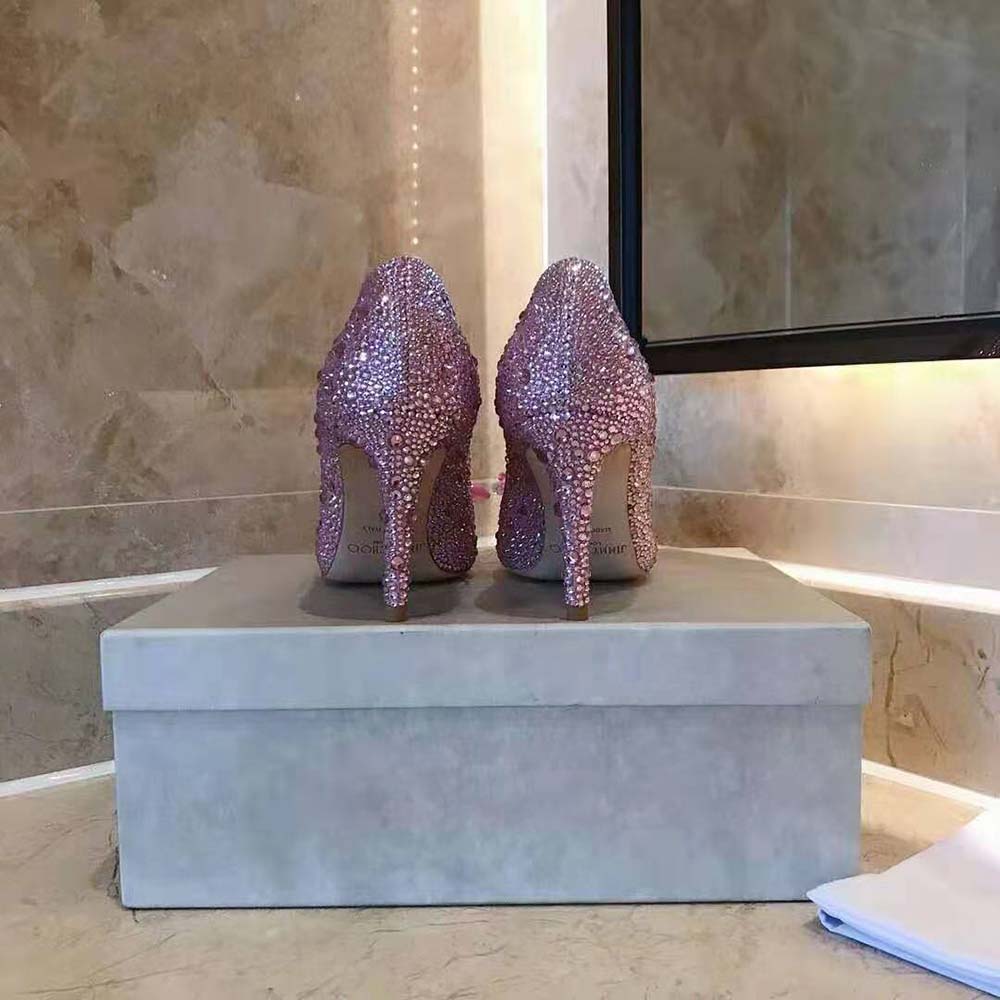 Jimmy Choo Women Alia Rose Mix Suede and Crystal Covered Pointy Toe Pumps - image 8