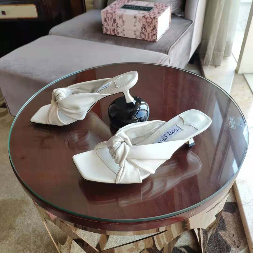 Jimmy Choo Women Avenue 50 Latte Nappa Leather Mules-White - image 7
